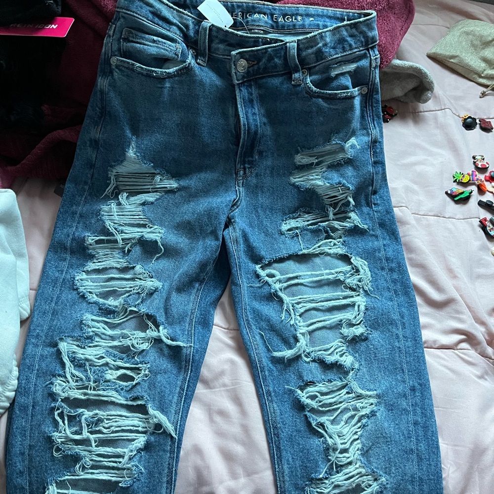 American Eagle Outfitters Blue Boyfriend Distressed Jeans